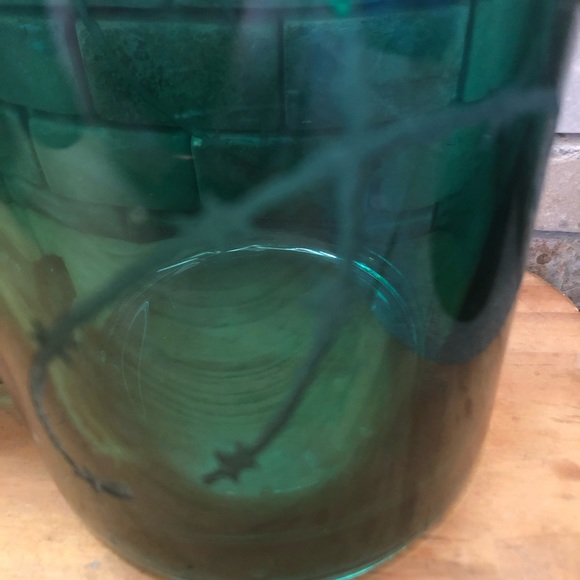 Etched Green Glass mugs NWOT - Picture 3 of 5